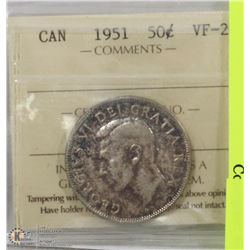 1951 CANADIAN 50 CENT COIN W/ COA
