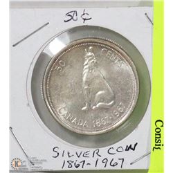 1867-1967 CANADIAN 50 CENT SILVER COIN
