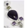 Image 1 : STERLING SILVER AMETHYST &CITRINE STONE PENDANT W/