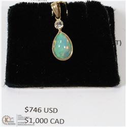 14K YELLOW GOLD GEMSTONE DIAMOND PENDANT W/ COA