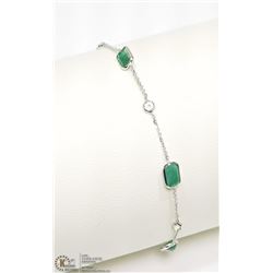 14K WHITE GOLD EMERALD & SAPPHIRE BRACELET