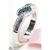 Image 2 : STERLING SILVER BLUE & WHITE DIAMOND TWIST RING