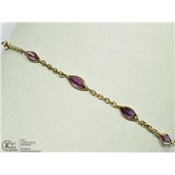 14K YELLOW GOLD RUBY LINK BRACELET