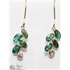 Image 1 : 14K YELLOW GOLD EMERALD & SAPPHIRE LEAF EARRINGS