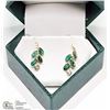 Image 3 : 14K YELLOW GOLD EMERALD & SAPPHIRE LEAF EARRINGS
