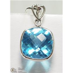 14K W.GOLD TOPAZ PENDANT W/ DIAMOND HEART BAIL