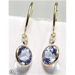 14K YELLOW GOLD TANZANITE & DIAMOND EARRINGS