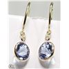 Image 1 : 14K YELLOW GOLD TANZANITE & DIAMOND EARRINGS