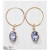 Image 2 : 14K YELLOW GOLD TANZANITE & DIAMOND EARRINGS