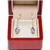 Image 3 : 14K YELLOW GOLD TANZANITE & DIAMOND EARRINGS