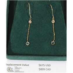 14K YELLOW GOLD DIAMOND EARRINGS WITH COA