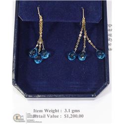 14KT YELLOW GOLD AND NATURAL TOPAZ EARRINGS W/COA