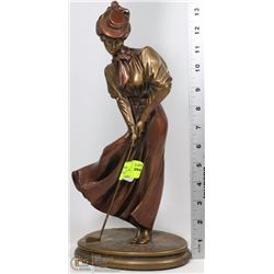 14" FEMALE AUSTIN GOLF STATUE SIGNED