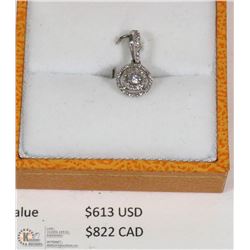 14K WHITE GOLD DIAMOND PENDANT WITH COA