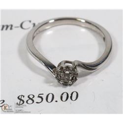 10KT WHITE GOLD DIAMOND SWIRL STYLE CLUSTER RING