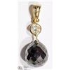 Image 1 : 14K YELLOW GOLD BLACK &WHITE DIAMOND DROP PENDANT