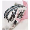 Image 2 : STERLING SILVER BLUE & WHITE DIAMOND TWIST RING