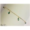 Image 1 : 10K YELLOW GOLD 8 EMERALD LINK BRACELET