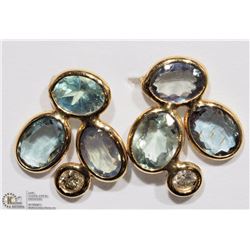14K YELLOW GOLD ALEXANDRITE & DIAMOND EARRINGS