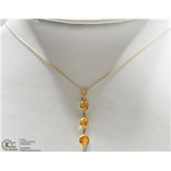 14K YELLOW GOLD 3 YELLOW SAPPHIRE NECKLACE