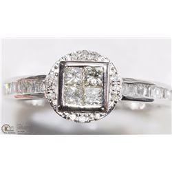 14K W.GOLD DIAMOND CENTER W/ DIAMONDS BAND RING