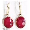 Image 1 : 14K YELLOW GOLD LARGE RUBY HOOP EARRINGS