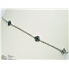 Image 1 : 14K WHITE GOLD 4 BLUE DIAMOND LINK BRACELET