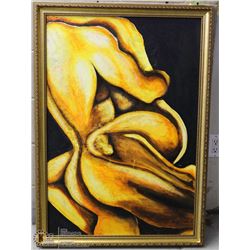 GOLD TONE FRAMED ABSTRACT NUDE PAINTING