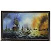 Image 1 : LARGE FULL COLOR FRAMED OIL ON CANVAS BRITISH SHIP