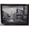 Image 1 : FRAMED BLACK AND WHITE OIL ON CANVAS EIFFEL TOWER
