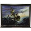 Image 1 : FRAMED FULL COLOR SINKING BRITISH SHIP OIL ON