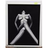 Image 1 : NAKED POSE  BLACK AND WHITE OIL ON CANVAS  FRAMED