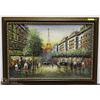 Image 1 : FANCY FRAMED OIL ON CANVAS PAINTING OF EIFFEL
