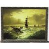 Image 1 : "STORMY WATERS" SHIP PRINT FRAMED 34"X26"