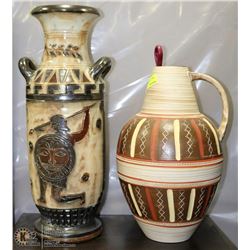 2 ASSORTED LARGE ORNAMENTAL VASES
