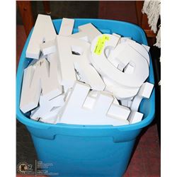 TOTE FULL OF WOOD LETTERS