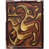 Image 1 : FRAMED ORANGE TONED ABSTRACT BODY OIL ON CANVAS