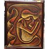 Image 1 : ORANGE TONED ABSTRACT BODY OIL ON CANVAS FRAMED
