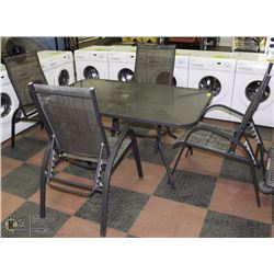 RECTANGLE PATIO TABLE AND 4 DELUXE FOLDING CHAIRS
