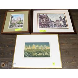 ESTATE ASSORTMENT OF 3 FRAMED BUILDING PICTURES