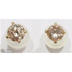 14K YELLOW GOLD DIAMOND SOLITAIRE STUD EARRINGS