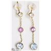 Image 1 : 14K YELLOW GOLD SAPPHIRE DROP EARRINGS