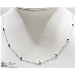 14K WHITE GOLD BLUE DIAMOND NECKLACE