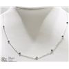 Image 1 : 14K WHITE GOLD BLUE DIAMOND NECKLACE