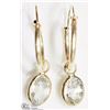 Image 1 : 14K YELLOW GOLD WHITE SAPPHIRE HOOP EARRINGS