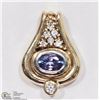 Image 1 : 14K YELLOW GOLD TANZANITE & DIAMOND PENDANT