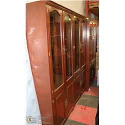 WOOD AND GLASS 3 PC WALL CABINET SET