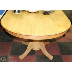 LIGHT COLOR SOLID WOOD OVAL PEDESTAL DINING TABLE