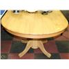 Image 1 : LIGHT COLOR SOLID WOOD OVAL PEDESTAL DINING TABLE