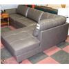 Image 1 : NEW GREY LEATHERETTE L SHAPE CHAISE LOUNGE